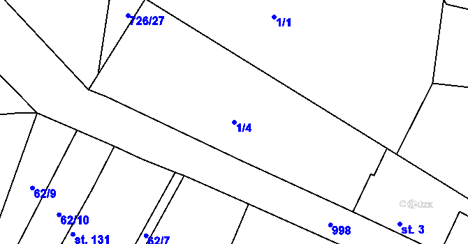 Parcela st. 1/4 v KÚ Horní Slivno, Katastrální mapa