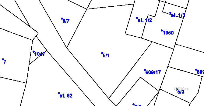 Parcela st. 5/1 v KÚ Horní Slivno, Katastrální mapa