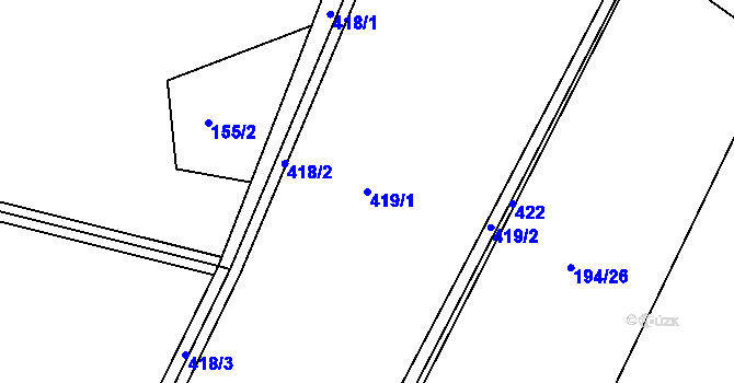 Parcela st. 419/1 v KÚ Horní Slivno, Katastrální mapa