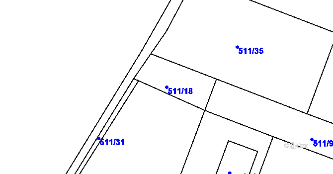 Parcela st. 511/18 v KÚ Horní Slivno, Katastrální mapa
