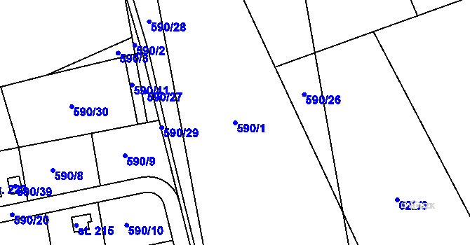 Parcela st. 590/1 v KÚ Horní Slivno, Katastrální mapa