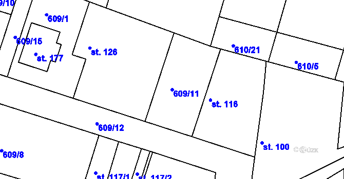 Parcela st. 609/11 v KÚ Horní Slivno, Katastrální mapa