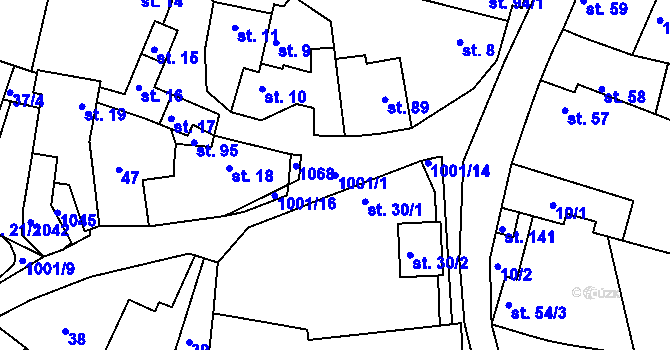 Parcela st. 1001/1 v KÚ Horní Slivno, Katastrální mapa