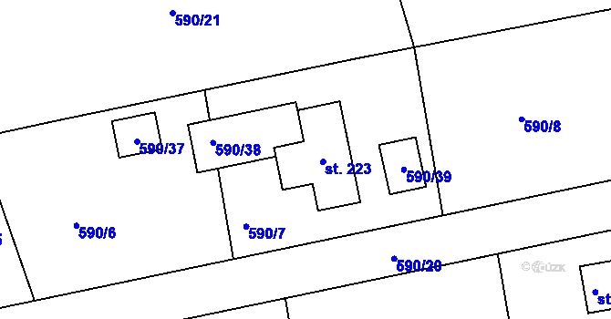 Parcela st. 590/7 v KÚ Horní Slivno, Katastrální mapa