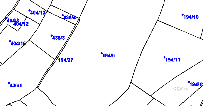 Parcela st. 194/6 v KÚ Horní Slivno, Katastrální mapa