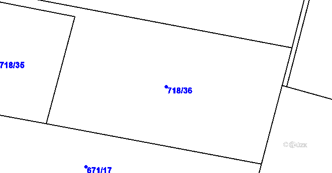 Parcela st. 718/36 v KÚ Horní Slivno, Katastrální mapa