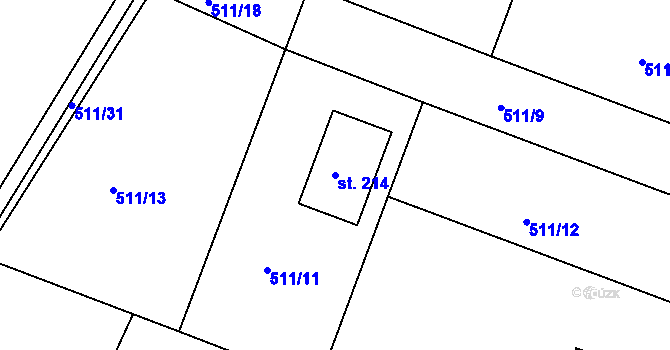 Parcela st. 214 v KÚ Horní Slivno, Katastrální mapa