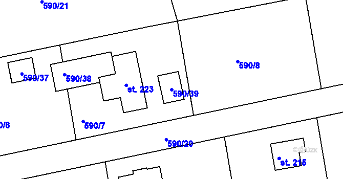 Parcela st. 590/39 v KÚ Horní Slivno, Katastrální mapa