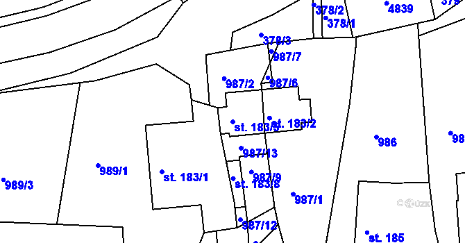 Parcela st. 183/5 v KÚ Horní Sloupnice, Katastrální mapa