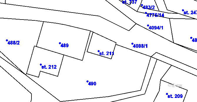 Parcela st. 211 v KÚ Horní Sloupnice, Katastrální mapa