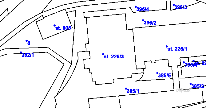 Parcela st. 226/3 v KÚ Horní Sloupnice, Katastrální mapa