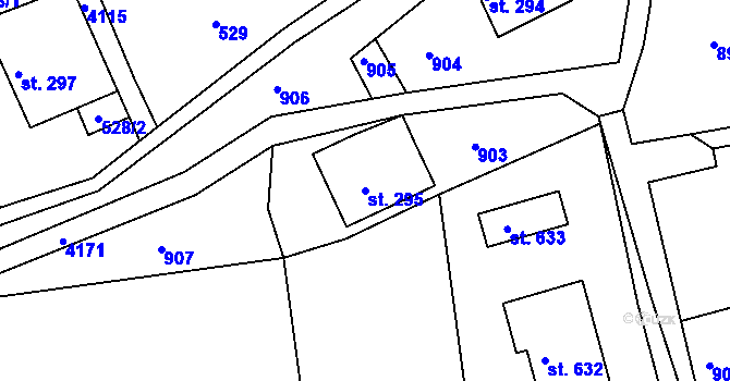 Parcela st. 295 v KÚ Horní Sloupnice, Katastrální mapa