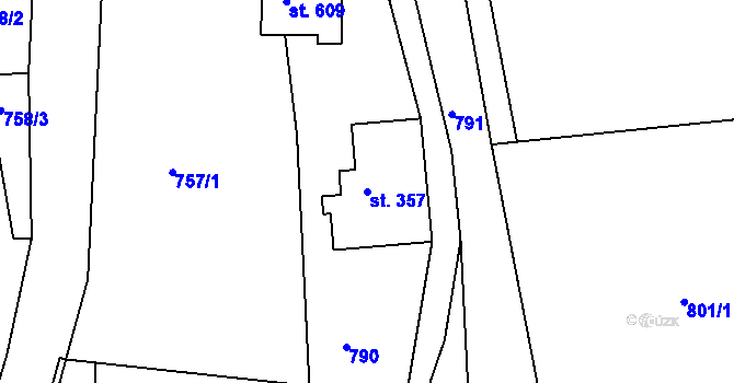 Parcela st. 357 v KÚ Horní Sloupnice, Katastrální mapa