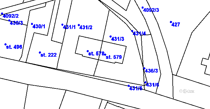 Parcela st. 579 v KÚ Horní Sloupnice, Katastrální mapa