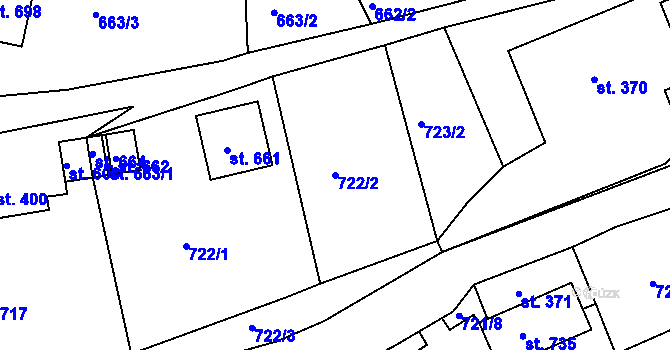 Parcela st. 722/2 v KÚ Horní Sloupnice, Katastrální mapa