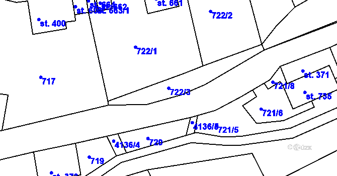 Parcela st. 722/3 v KÚ Horní Sloupnice, Katastrální mapa