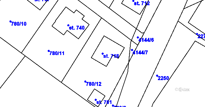 Parcela st. 718 v KÚ Horní Sloupnice, Katastrální mapa