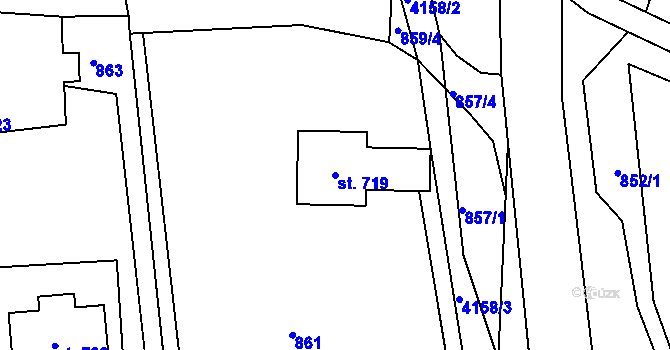 Parcela st. 719 v KÚ Horní Sloupnice, Katastrální mapa