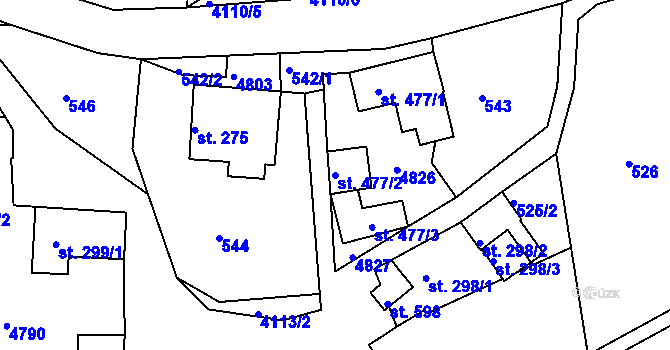Parcela st. 477/2 v KÚ Horní Sloupnice, Katastrální mapa