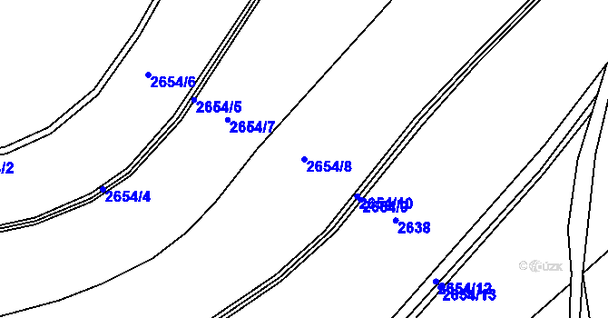 Parcela st. 2654/8 v KÚ Horní Sloupnice, Katastrální mapa