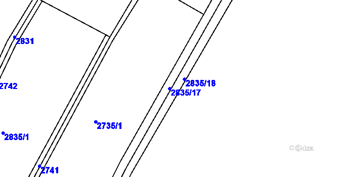 Parcela st. 2835/17 v KÚ Horní Sloupnice, Katastrální mapa