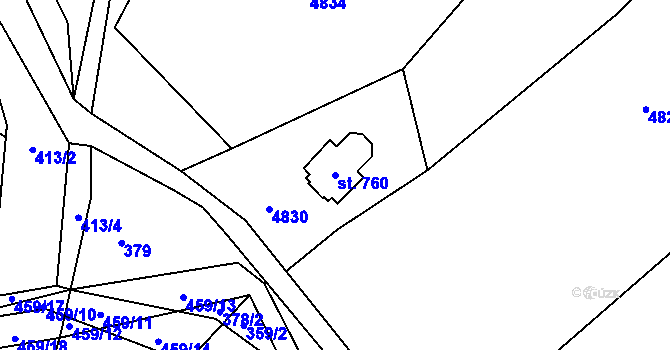 Parcela st. 760 v KÚ Horní Sloupnice, Katastrální mapa