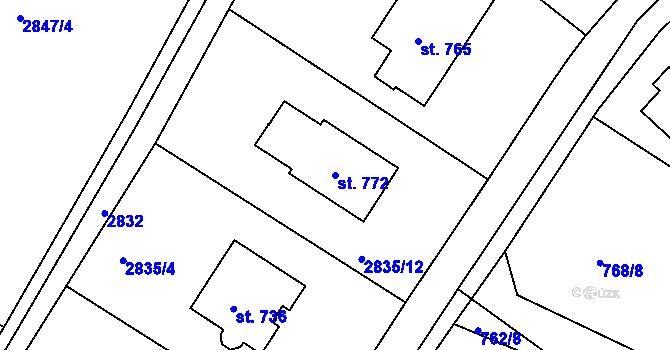 Parcela st. 772 v KÚ Horní Sloupnice, Katastrální mapa