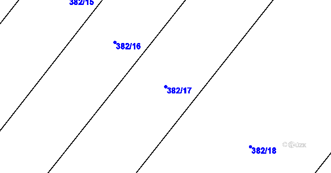 Parcela st. 382/17 v KÚ Horní Stakory, Katastrální mapa