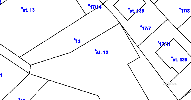 Parcela st. 12 v KÚ Horní Stakory, Katastrální mapa