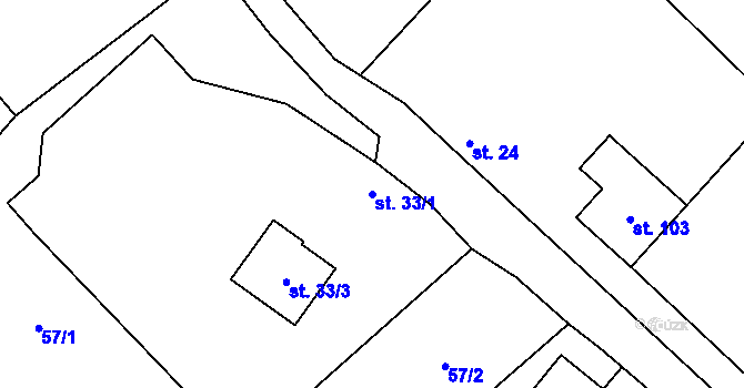 Parcela st. 33/1 v KÚ Horní Stakory, Katastrální mapa