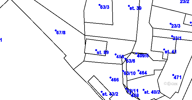 Parcela st. 89 v KÚ Horní Stakory, Katastrální mapa