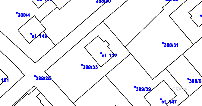 Parcela st. 122 v KÚ Horní Stakory, Katastrální mapa