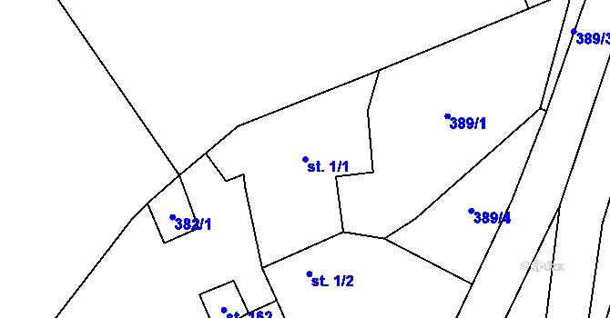 Parcela st. 1/1 v KÚ Dlouhá Stropnice, Katastrální mapa