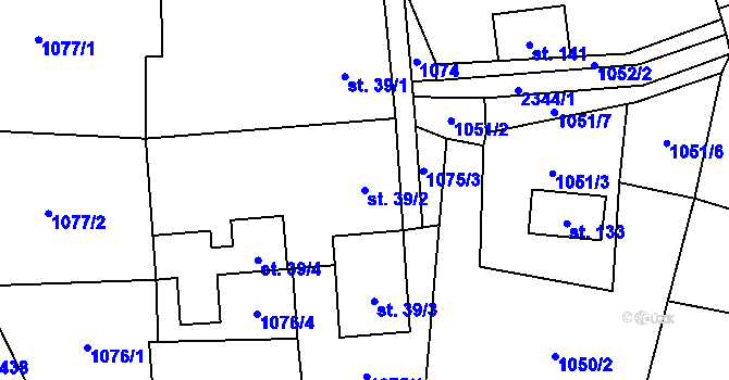 Parcela st. 39/2 v KÚ Dlouhá Stropnice, Katastrální mapa
