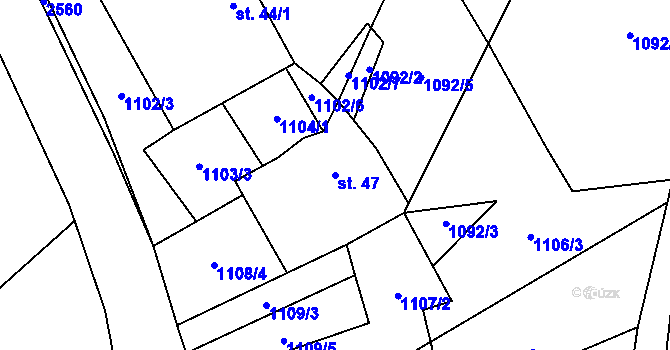 Parcela st. 47 v KÚ Dlouhá Stropnice, Katastrální mapa