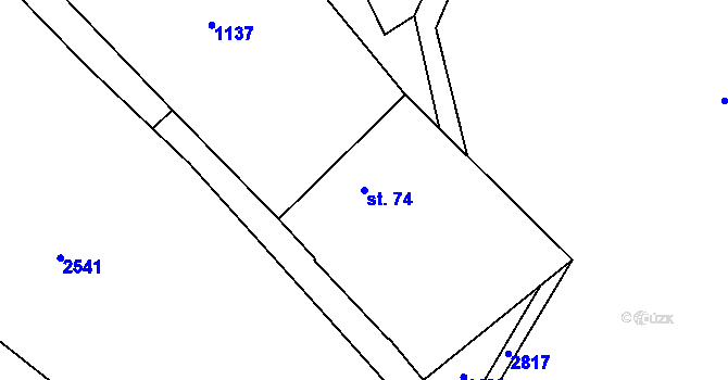 Parcela st. 74 v KÚ Dlouhá Stropnice, Katastrální mapa