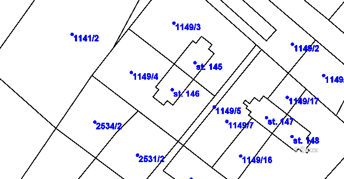 Parcela st. 146 v KÚ Dlouhá Stropnice, Katastrální mapa