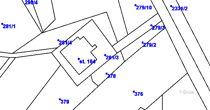 Parcela st. 281/3 v KÚ Dlouhá Stropnice, Katastrální mapa