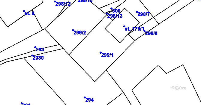 Parcela st. 299/1 v KÚ Dlouhá Stropnice, Katastrální mapa