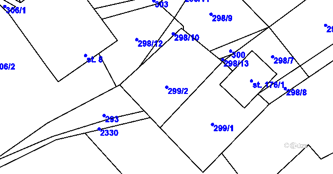Parcela st. 299/2 v KÚ Dlouhá Stropnice, Katastrální mapa