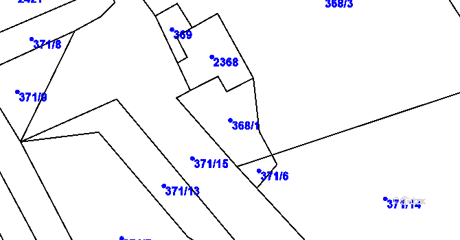 Parcela st. 368/1 v KÚ Dlouhá Stropnice, Katastrální mapa