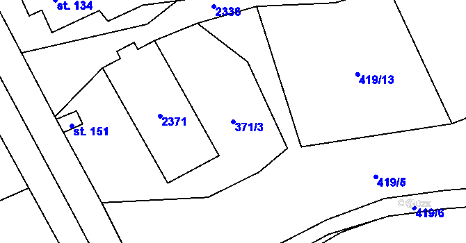 Parcela st. 371/3 v KÚ Dlouhá Stropnice, Katastrální mapa