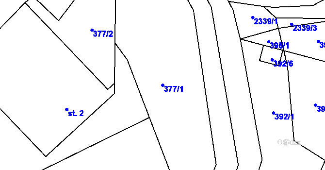 Parcela st. 377/1 v KÚ Dlouhá Stropnice, Katastrální mapa