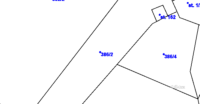 Parcela st. 386/2 v KÚ Dlouhá Stropnice, Katastrální mapa