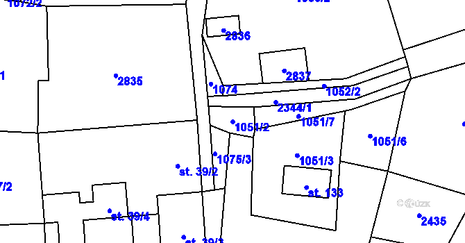Parcela st. 1051/2 v KÚ Dlouhá Stropnice, Katastrální mapa