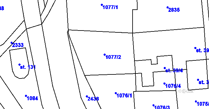 Parcela st. 1077/2 v KÚ Dlouhá Stropnice, Katastrální mapa