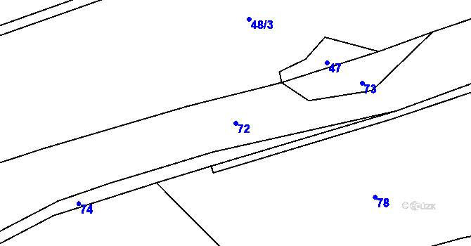 Parcela st. 72 v KÚ Dlouhá Stropnice, Katastrální mapa