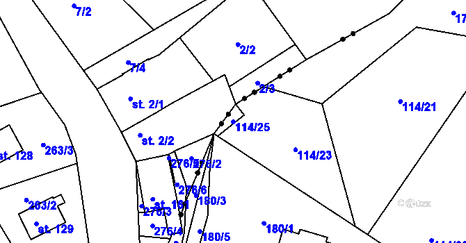 Parcela st. 114/25 v KÚ Dlouhá Stropnice, Katastrální mapa