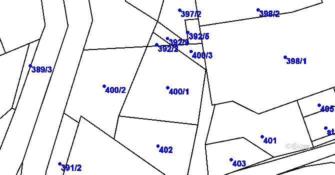 Parcela st. 400/1 v KÚ Dlouhá Stropnice, Katastrální mapa