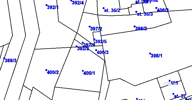 Parcela st. 400/3 v KÚ Dlouhá Stropnice, Katastrální mapa